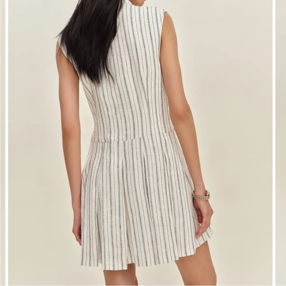 New Reformation Arella Linen Dress in Elsie Stripe - Picture 3 of 10